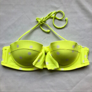 Aerie holly neon yellow polka dot push up bikini swimsuit top 34A